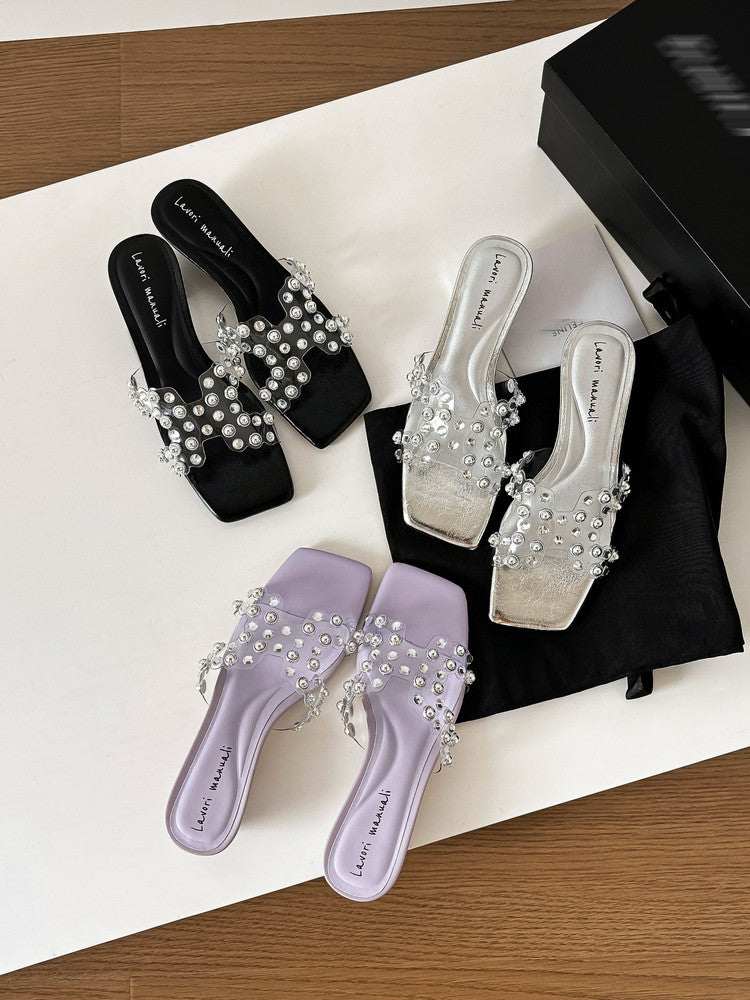 Karin Luna In Stock Spot Goods Classic versatile transparent sequin slippers