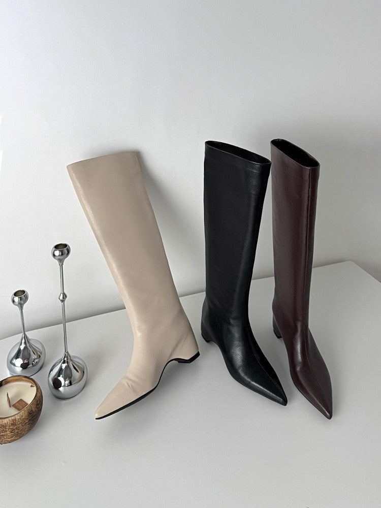 Karin Luna Hot-Selling Internal Height Increase Pointed Toe Straight-Leg Hot-Selling Long Boots