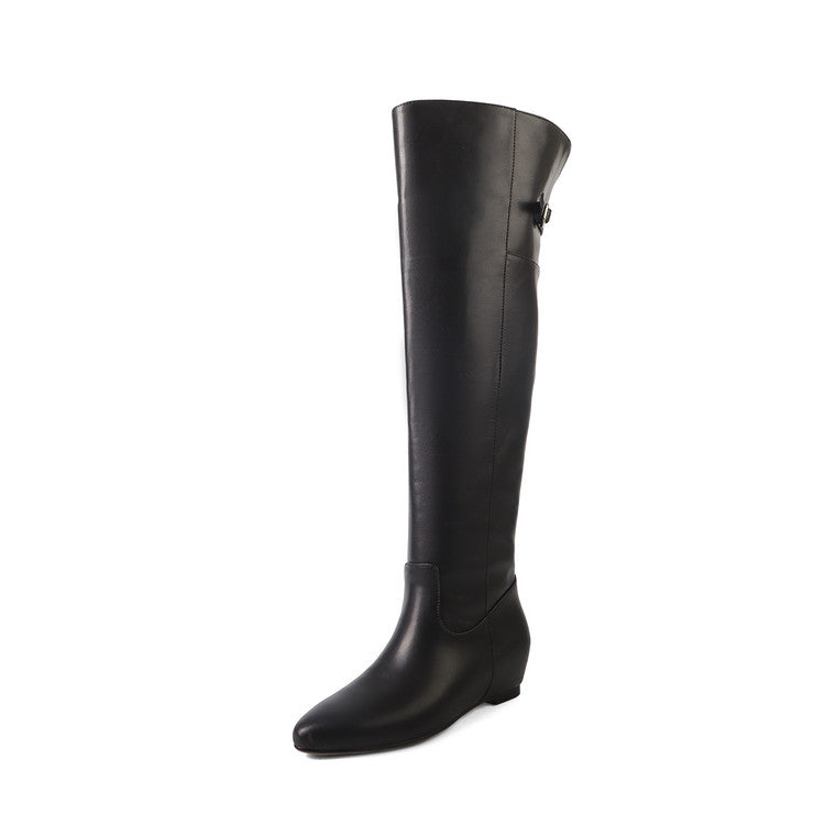 Karin Luna In Stock Spot Goods Vintage Cowhide Leather Two-Way Wear Pointed Toe Height-Increasing Long Boots