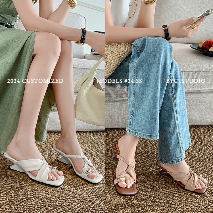 Karin Luna has a sense of design ~Twist Braided Cross Strap Square Toe Sandals