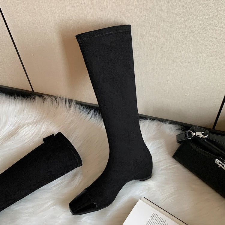 Karin Luna In Stock In Stock Patchwork Long Boots Elegant Versatile