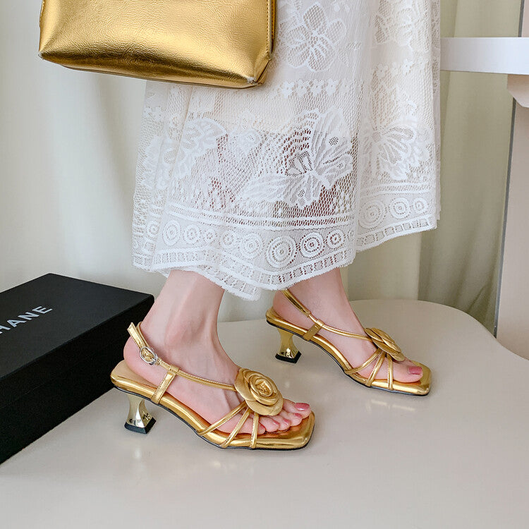 Karin Luna Exquisite Camellia ~French Retro Open-Toe Sandals