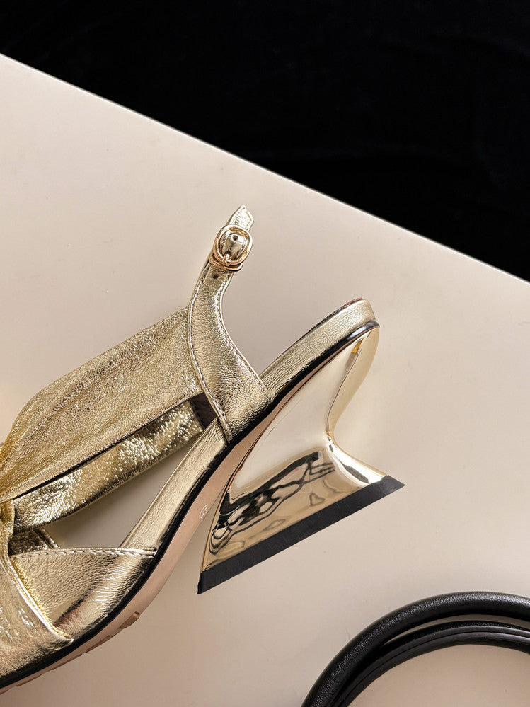 Karin Luna Bestseller Popular  Pointed Toe Irregular Heel Elegant Rhinestone Closed-Toe Sandals