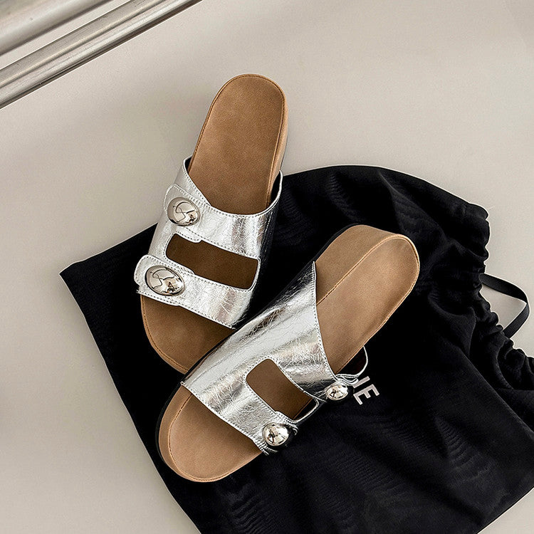 Karin Luna   Casual Style   Thick Sole Belt Buckle Slide Sandals