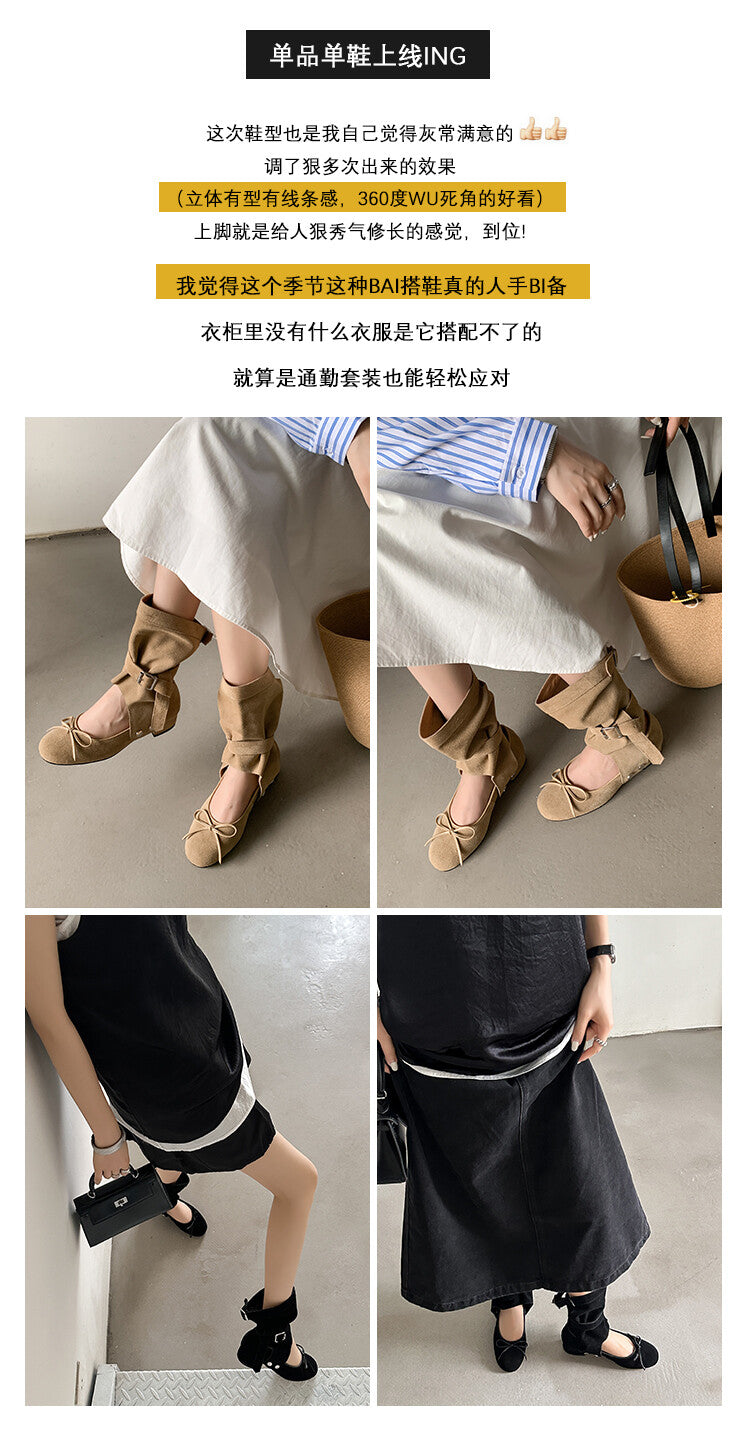 Karin Luna In Stock  Summer  Popular  Detachable Two-Way Vintage Mary Jane Plus Tube Long Boots