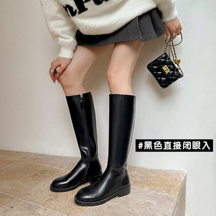 Karin Luna In Stock In-stock Basic Classic Timeless Round Toe Casual Riding Boots