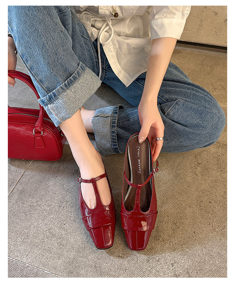 Karin Luna In Stock Spot Goods  t Square-Toed Full Leather Basic Slippers
