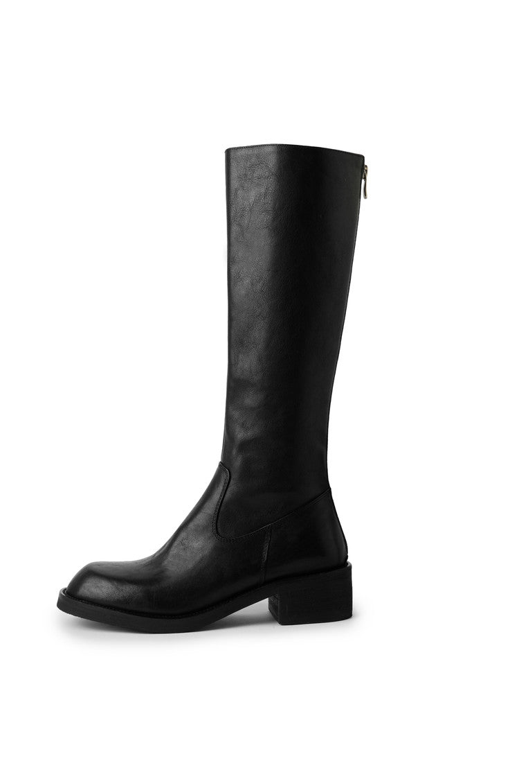 Karin Luna Basic Versatile Style Round Toe Chunky Heel Long Boots