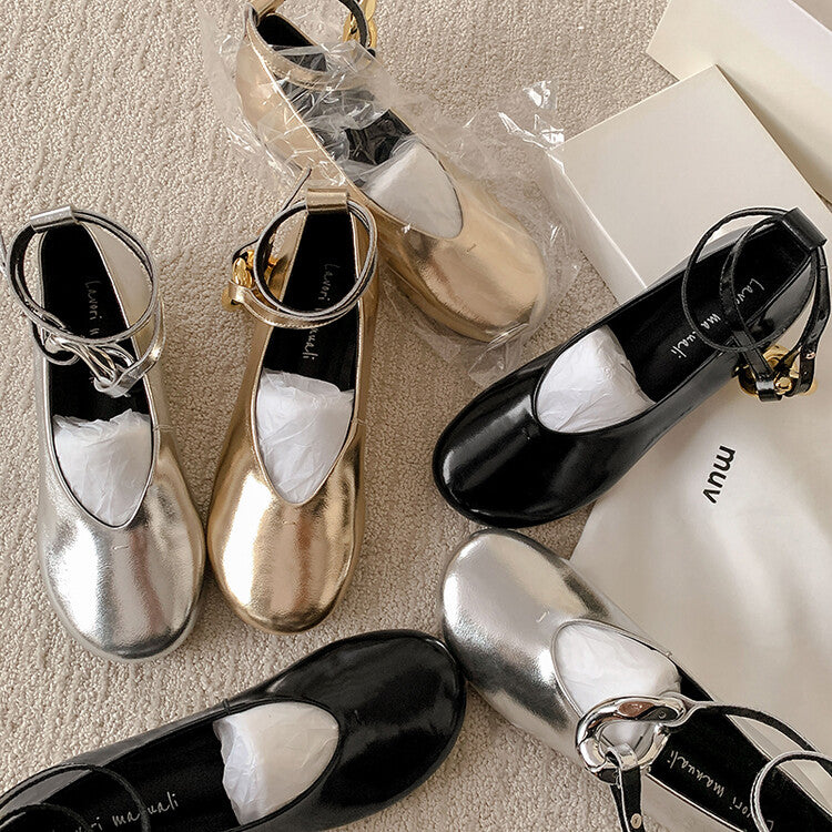 Karin Luna In Stock Large Stock Main Promotion  Two-Way Wear Height-Increasing Retro Gold Buckle Mary Jane Shoes