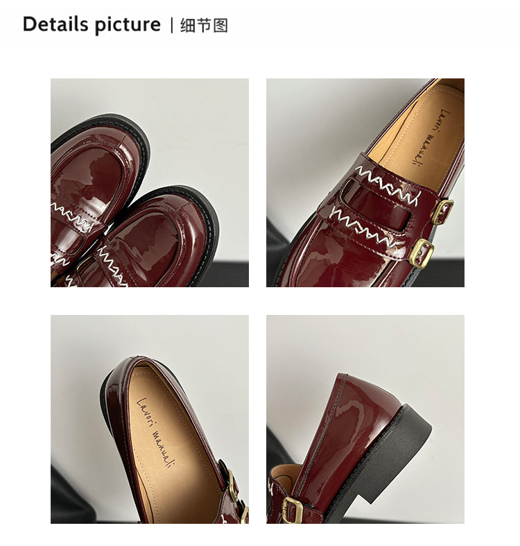 Karin Luna In Stock Spot Goods  Retro Style Slip-On Metal Buckle Loafers