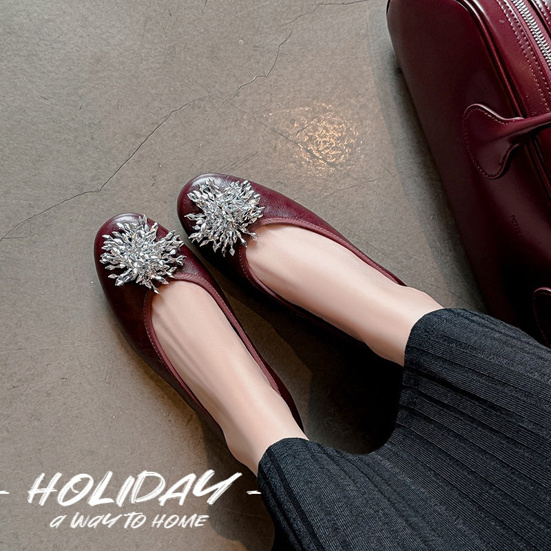 Karin Luna Full Leather Inside and Out~Gorgeous Fireworks Flat Granny Shoes