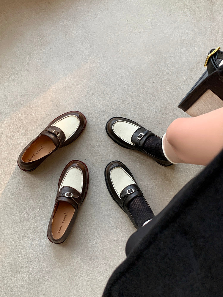 Karin Luna Casual Shoes Series~  In stock Classic color-blocking British style deep-mouth single shoes