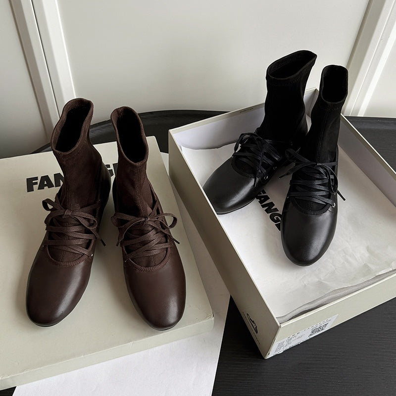 Karin Luna Round Toe Internal Height Increase Lace-up Ankle Boots