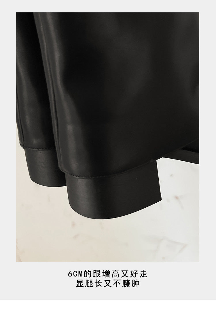 Karin Luna In Stock Spot Goods Belt Buckle Color-Washed Casual Thick-Soled Bootcut Pants Boots