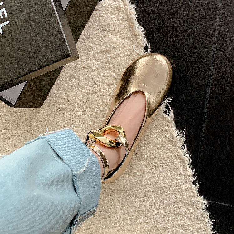 Karin Luna In Stock Large Stock Main Promotion  Two-Way Wear Height-Increasing Retro Gold Buckle Mary Jane Shoes