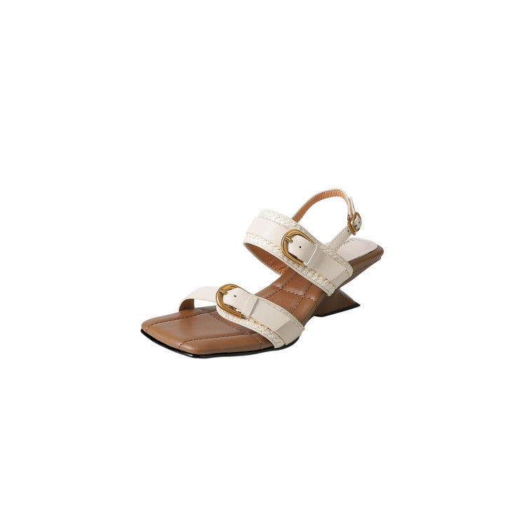 Karin Luna In Stock Spot Goods Vacation style Sofa Cushion Square Toe Irregular Heel Open-Toe Sandals