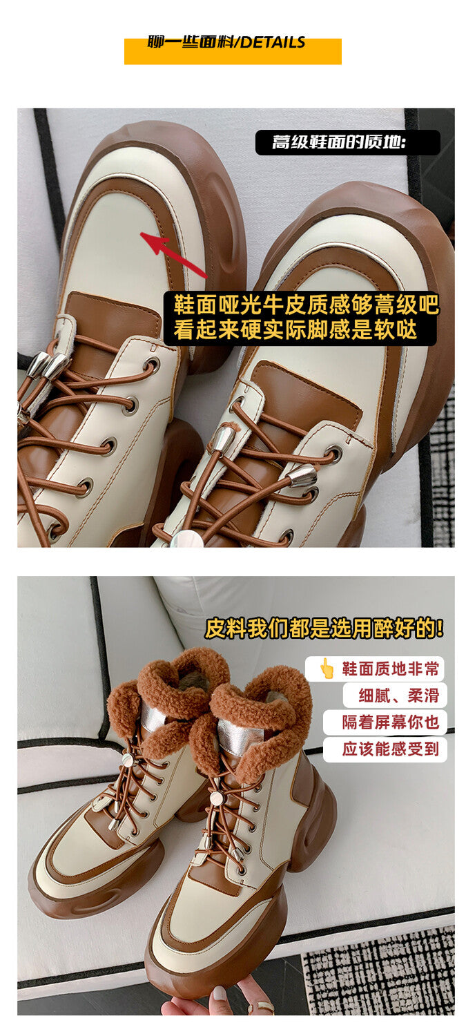 Karin Luna In Stock  Spot Goods  Hot-selling Sports Thick Sole Thickened Fur Snow Boots Full cowhide