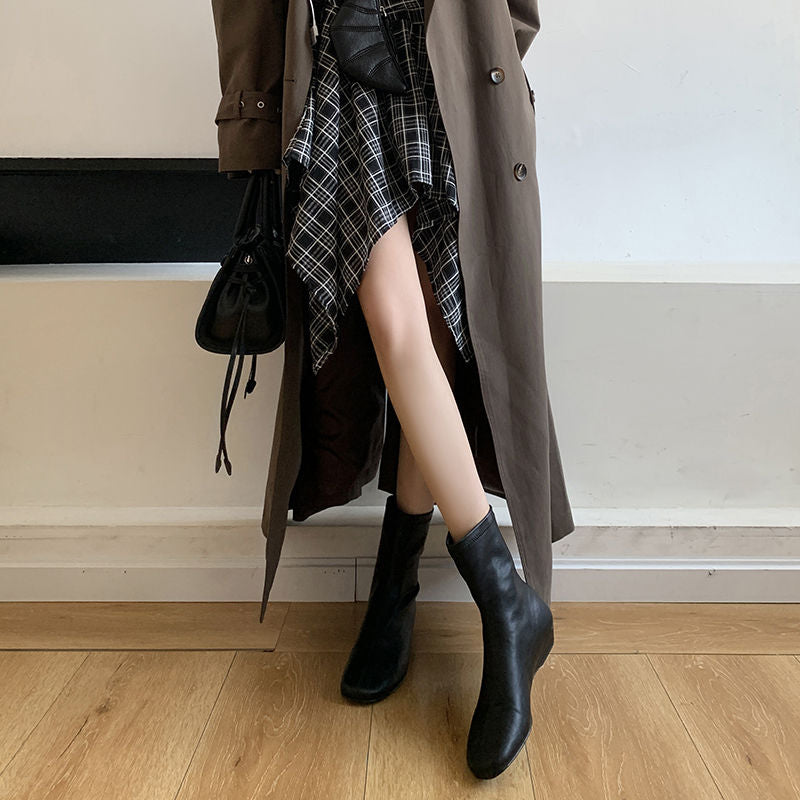 Karin Luna In Stock Spot Goods Round Toe Basic Stretch Slim Short Boots
