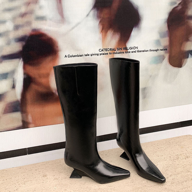 Karin Luna European and American Style Unisex Square-Toed Long Boots