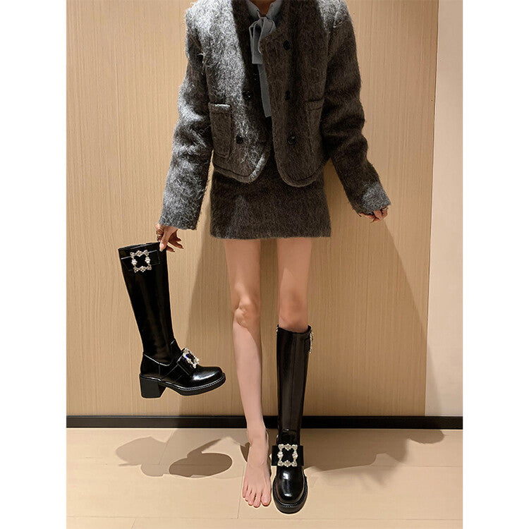 Karin Luna has prepared stock  Custom Large Square Buckle Bowknot Fastener Elegant Long Boots