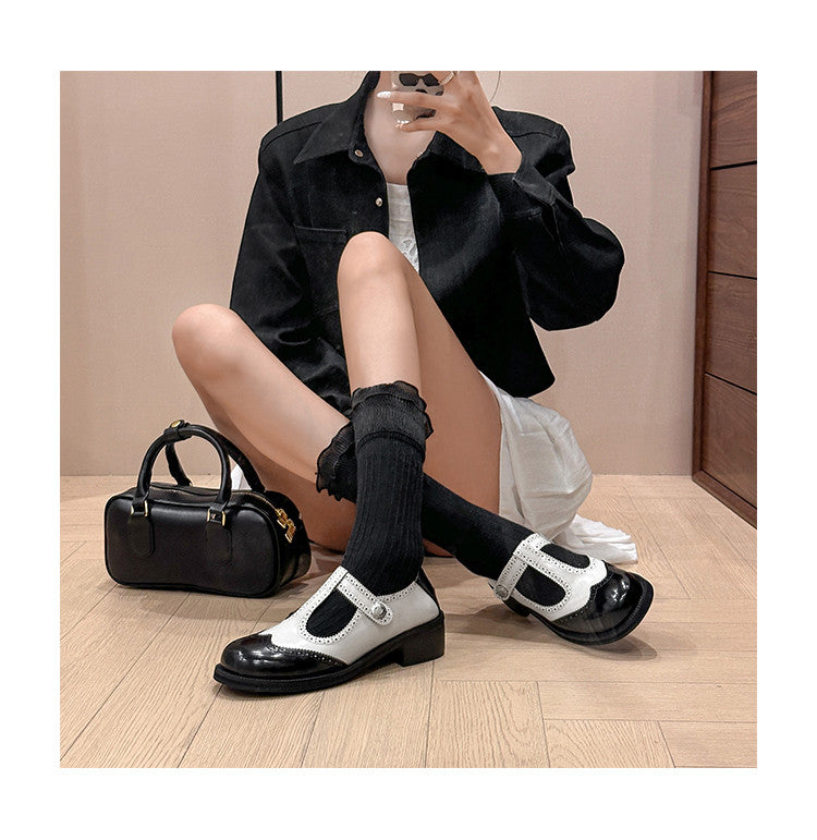 Karin Luna In Stock Spot Goods  Color Matching t Round Toe British Style Single Shoes