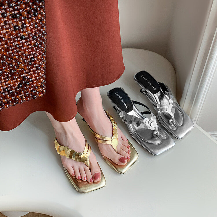 Karin Luna Exquisite Daughter~t Footrest with Rhinestones for a Sofa-like Feel  Sequin Flip-Flops