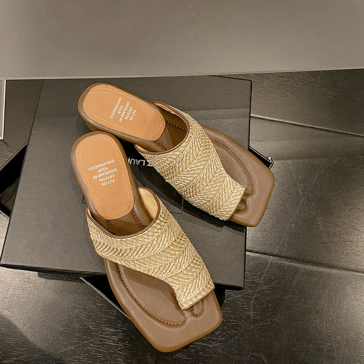 Karin Luna Bestseller  Popular  Data Hot-Selling Toe-Clip Straw Vacation Style Slippers