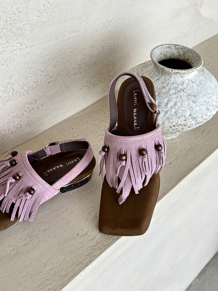Karin Luna  Tassel Series~Spot Goods  In-stock Clip-toe Square Toe Sandals