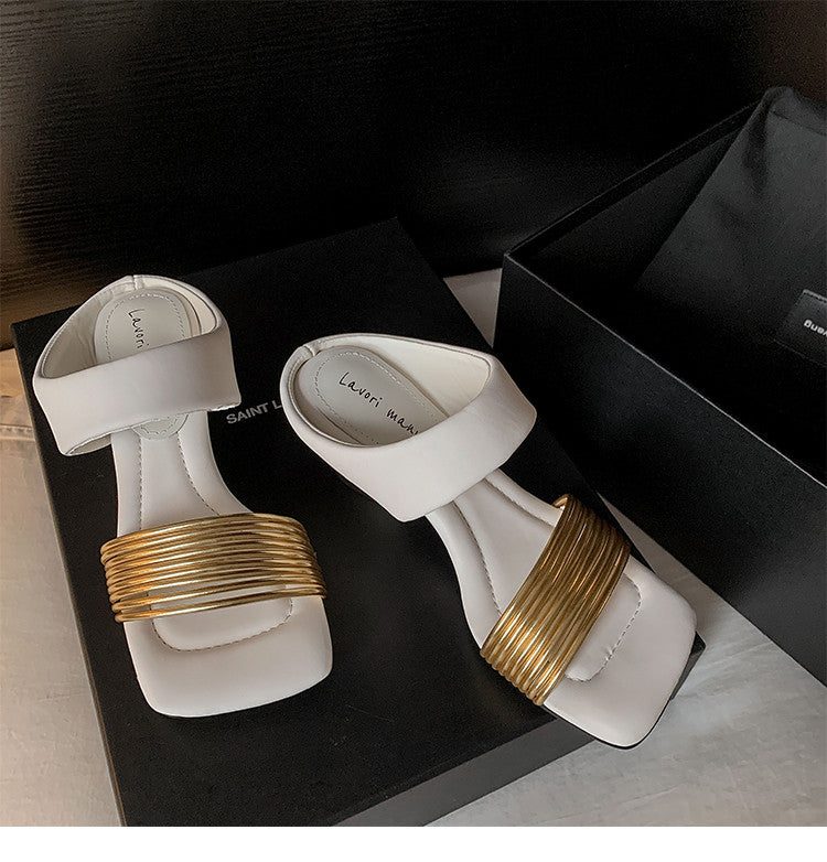 Karin Luna In Stock In Stock Minimalist Style Square-Toed Elegant Slippers