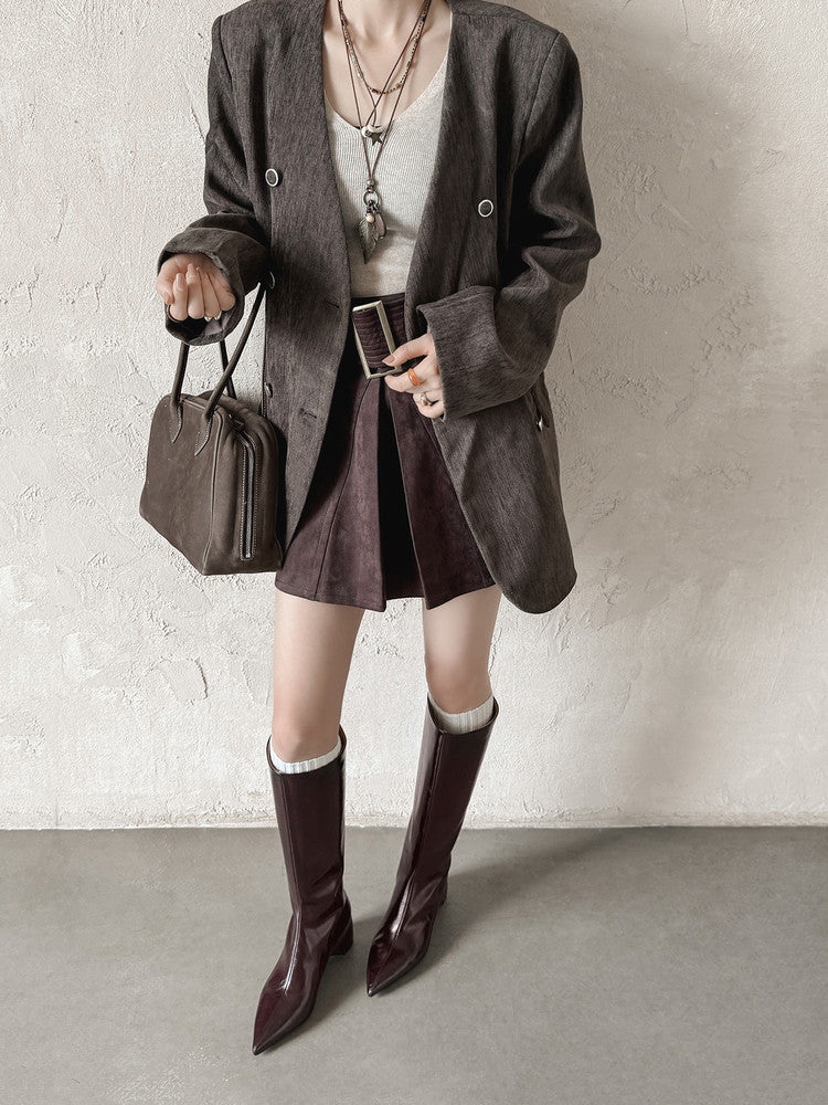 Karin Luna Elegant Style Pointed Toe Internal Height Increase Long Boots