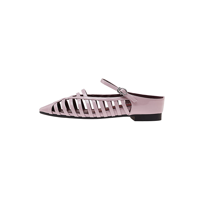 Karin Luna In Stock Spot Goods   French Retro Hollow Small Square Toe One-Strap Slippers