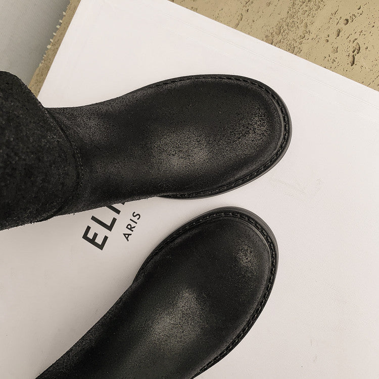 Karin Luna In Stock Spot Goods   Heavy-duty Edition Highly Consuming Material Round Toe Long Boots