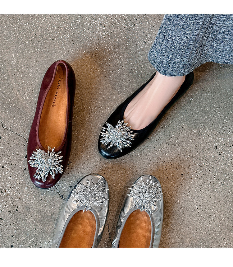 Karin Luna Full Leather Inside and Out~Gorgeous Fireworks Flat Granny Shoes