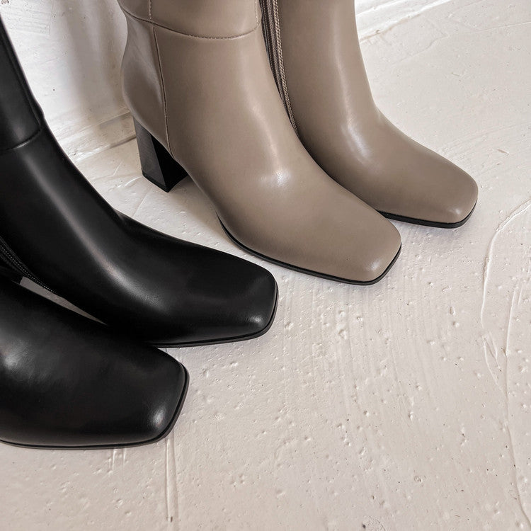 Karin Luna In Stock Spot Goods  Chunky Heel Side Zipper Riding Boots