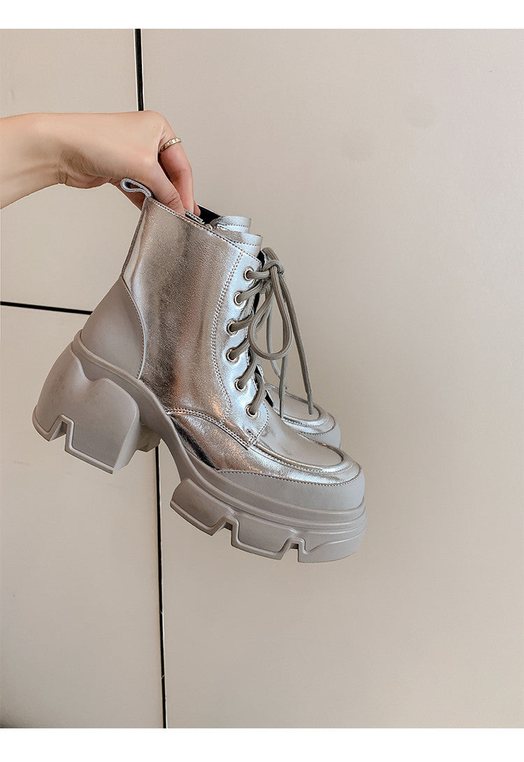 Karin Luna Casual Thick Sole Lace-up Short Boots