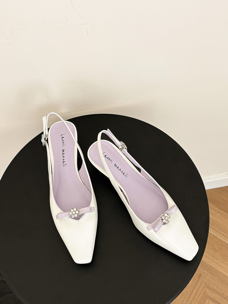Karin Luna In Stock In Stock Sweet Bowknot Small Square Toe Chunky Heel Closed-toe Elegant Retro Sandals