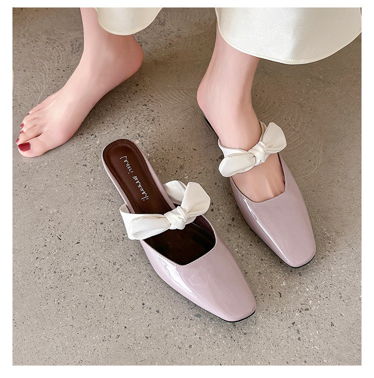 Karin Luna In Stock In Stock  Fluffy feel Bowknot Closed-Toe Slippers