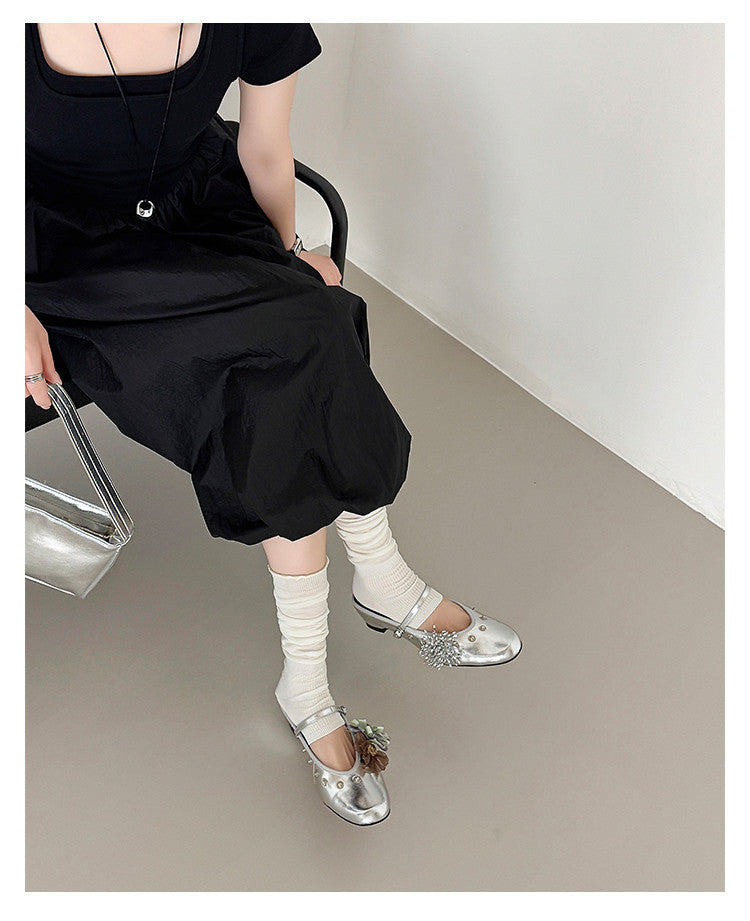 Karin Luna In Stock Spot Goods  Full-grain leather inside and out  Ultra Exquisite Round Toe Hidden Heel Closed-Toe Slippers