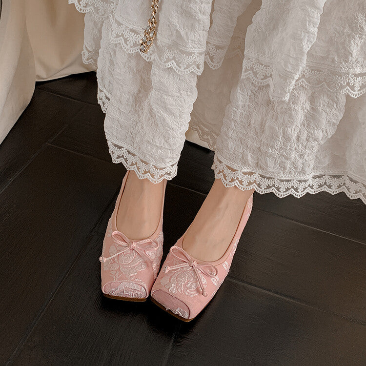 Karin Luna In Stock  In stock  Vintage Chinese Style Embroidered Rose~ Butterfly Knot Granny Shoes