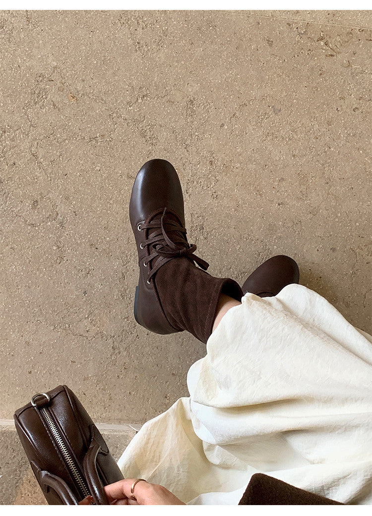 Karin Luna Round Toe Internal Height Increase Lace-up Ankle Boots