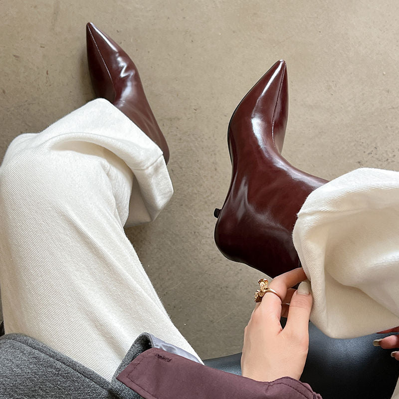 Karin Luna In Stock Spot Goods Minimalist Tube Kitten Heel Short Boots