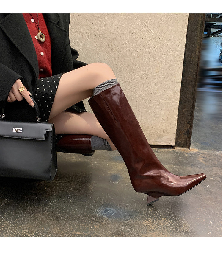 Karin Luna European and American Style Unisex Square-Toed Long Boots
