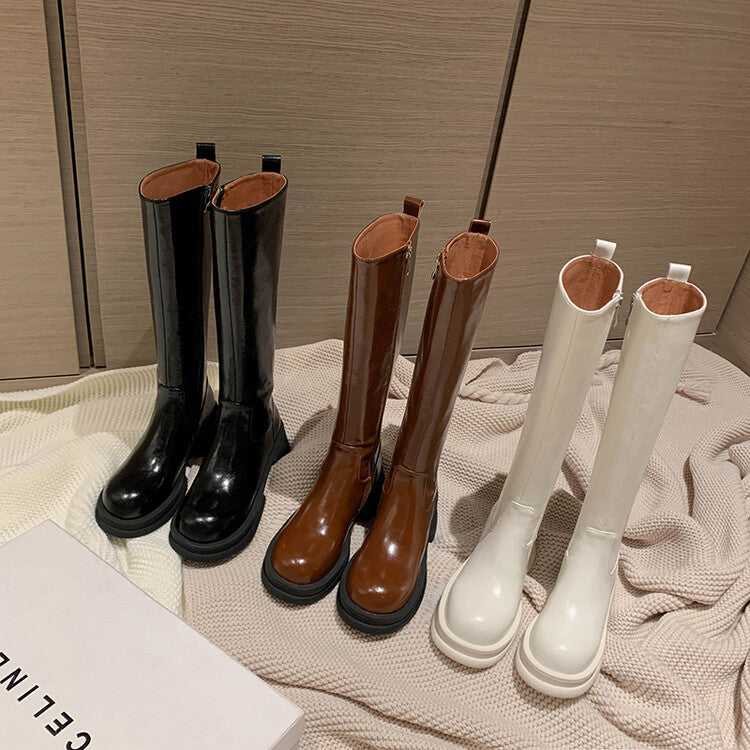 Karin Luna In Stock Spot Goods  Always in stock  Classic Basic Style Round Toe Thick Sole Knight Boots