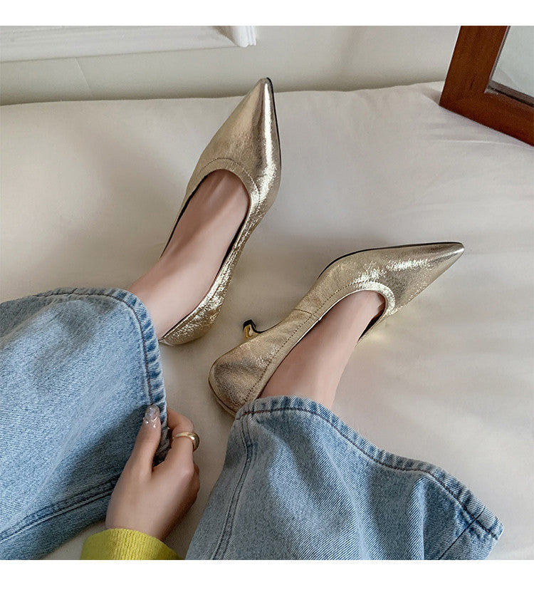 Karin Luna In Stock Spot Goods    Vintage Classic Style Shallow Mouth Single Shoes