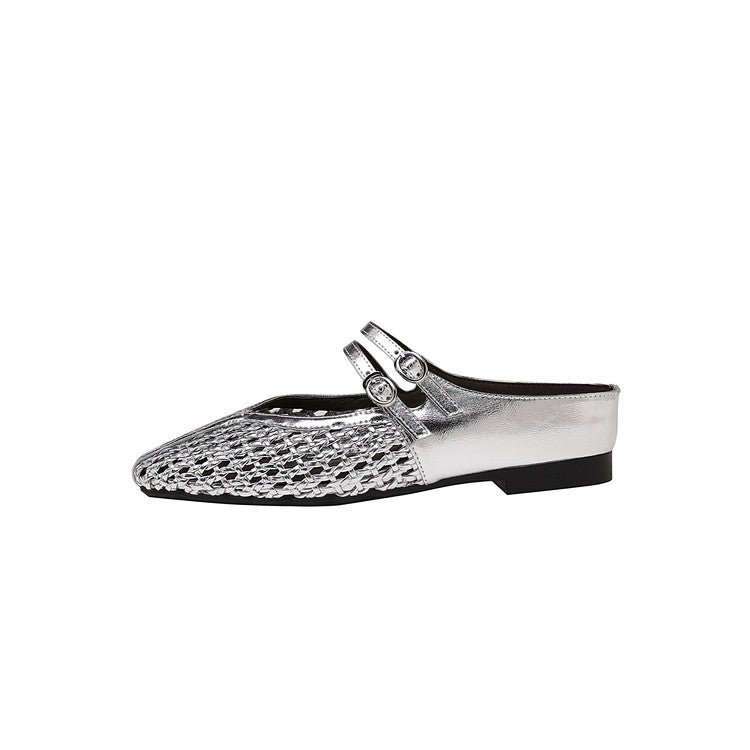 Karin Luna In Stock Spot Goods Hollow Woven One-Strap Closed-Toe Slippers