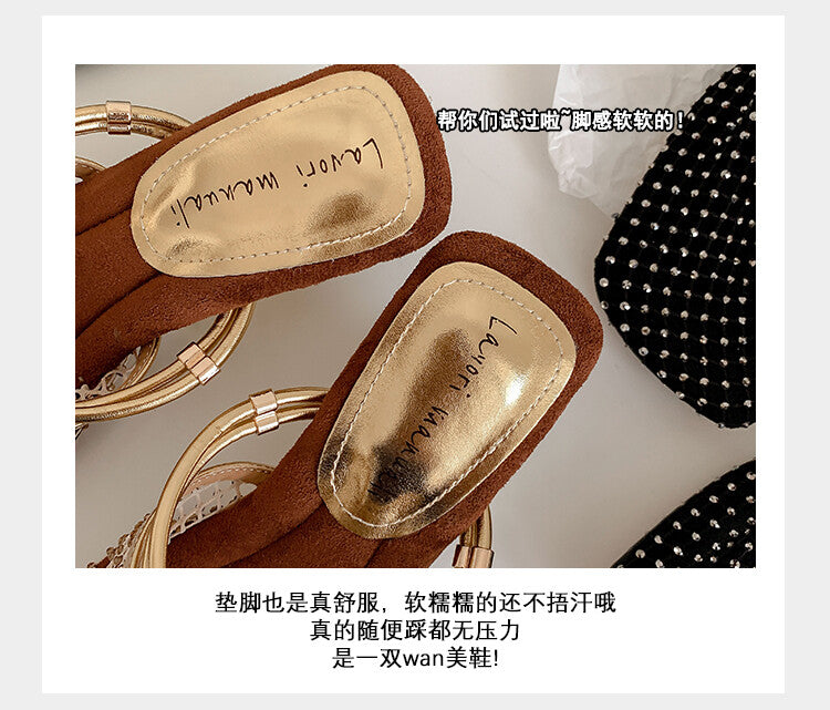 Karin Luna Highlights Fairness~In stock  Closed-Toe Diamond Mesh Unisex Convertible Sandals
