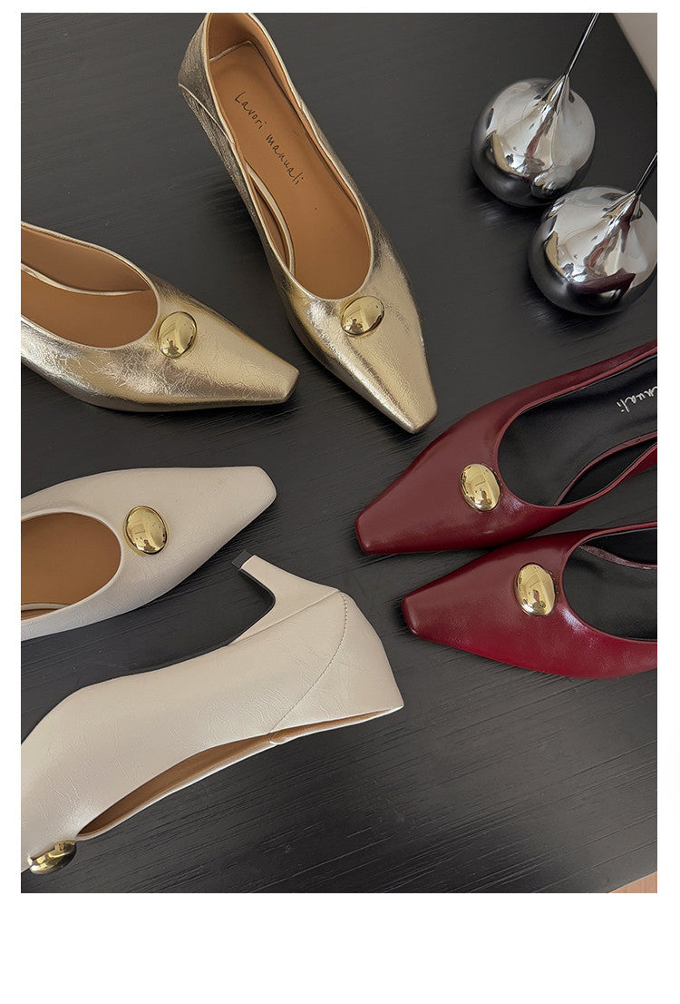 Karin Luna In Stock In Stock ~Basic Versatile French Style Small Square Toe Shallow Mouth Single Shoes