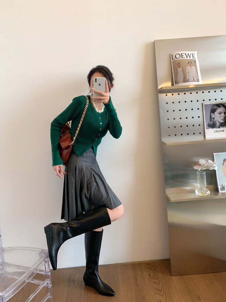 Karin Luna In Stock  In-stock Square Toe Straight Slip-on Long Boots