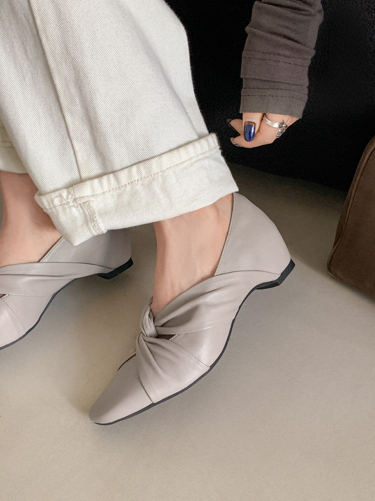 Karin Luna Cross Design Square Toe Hidden Wedge Shoes