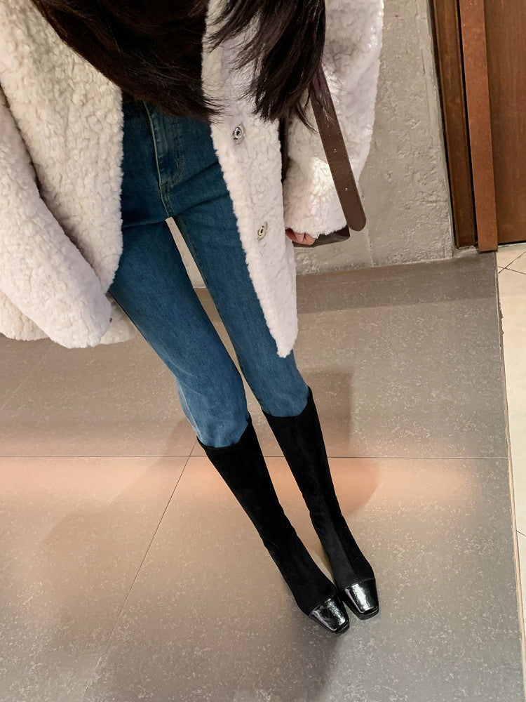 Karin Luna In Stock Spot Goods  Patchwork Long Boots Elegant Versatile